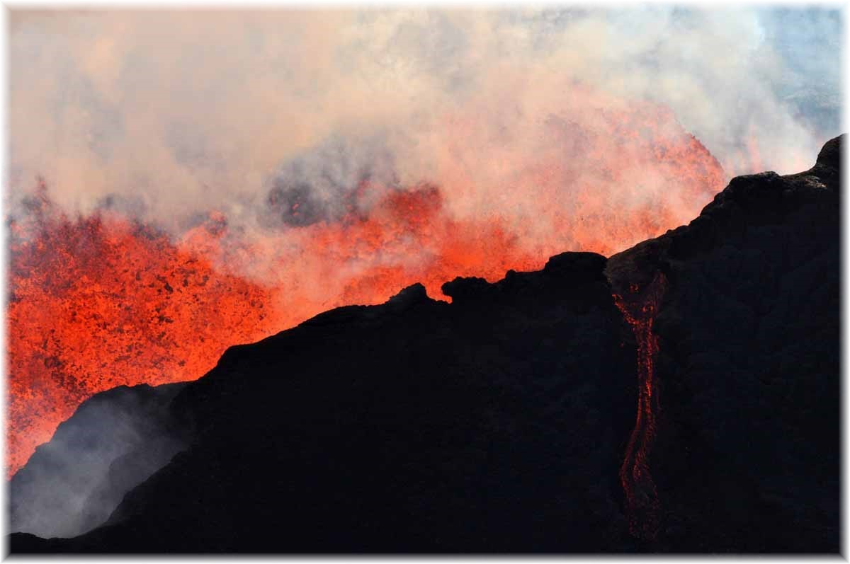 Island, Helikopterflug zur Eruption am Bardarbunga
