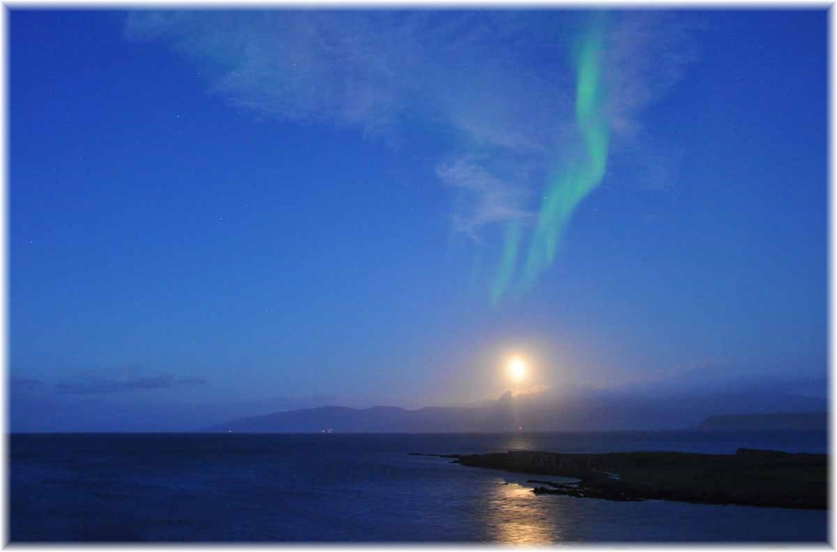 Island, Westfjorde, Hrútafjörður, Polarlicht